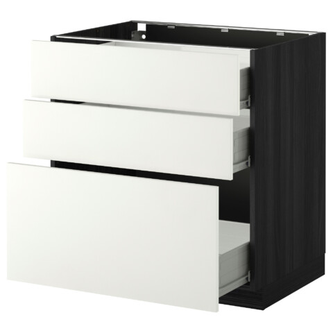 Напольный шкаф с 3 ящиками МЕТОД / ФОРВАРА черный артикуль № 692.310.03 в наличии. Интернет каталог IKEA Республика Беларусь. Быстрая доставка и монтаж.