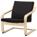Кресло с низкой спинкой, естественный, бежевый, Vissle черный IKEA POÄNG ПОЭНГ 695.515.94