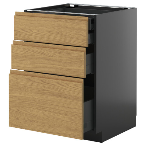 Напольный шкаф 3 фасада, 2 низких, 1 средний, 1 высокий ящик IKEA METOD МЕТОД, KNIVSHULT 295.880.33