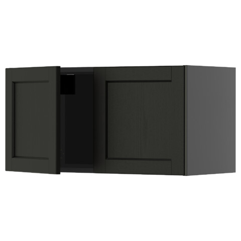 Навесной шкаф с 2 дверцами, черно-серый, Lerhyttan черная морилка, 80×40 см IKEA METOD МЕТОД 195.870.91