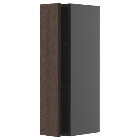 Навесной шкаф с полками, черно-серый, Sinarp коричневый, 20×80 см IKEA METOD МЕТОД 595.892.10