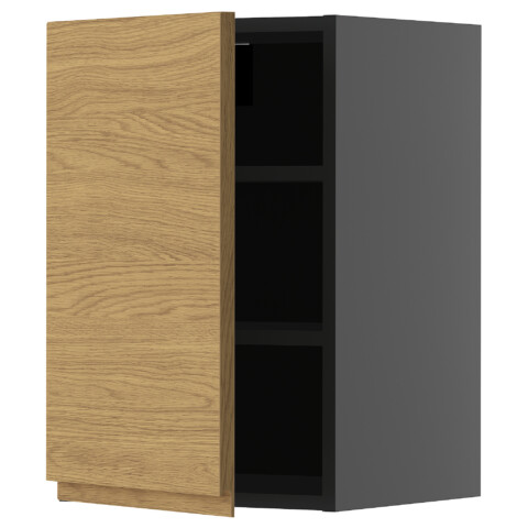 Навесной шкаф с полками, черно-серый, Voxtorp под дуб, 40×60 см IKEA METOD МЕТОД 695.897.85
